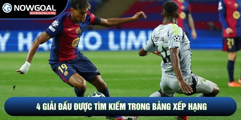 4 giải đấu được tìm kiếm trong Bảng xếp hạng